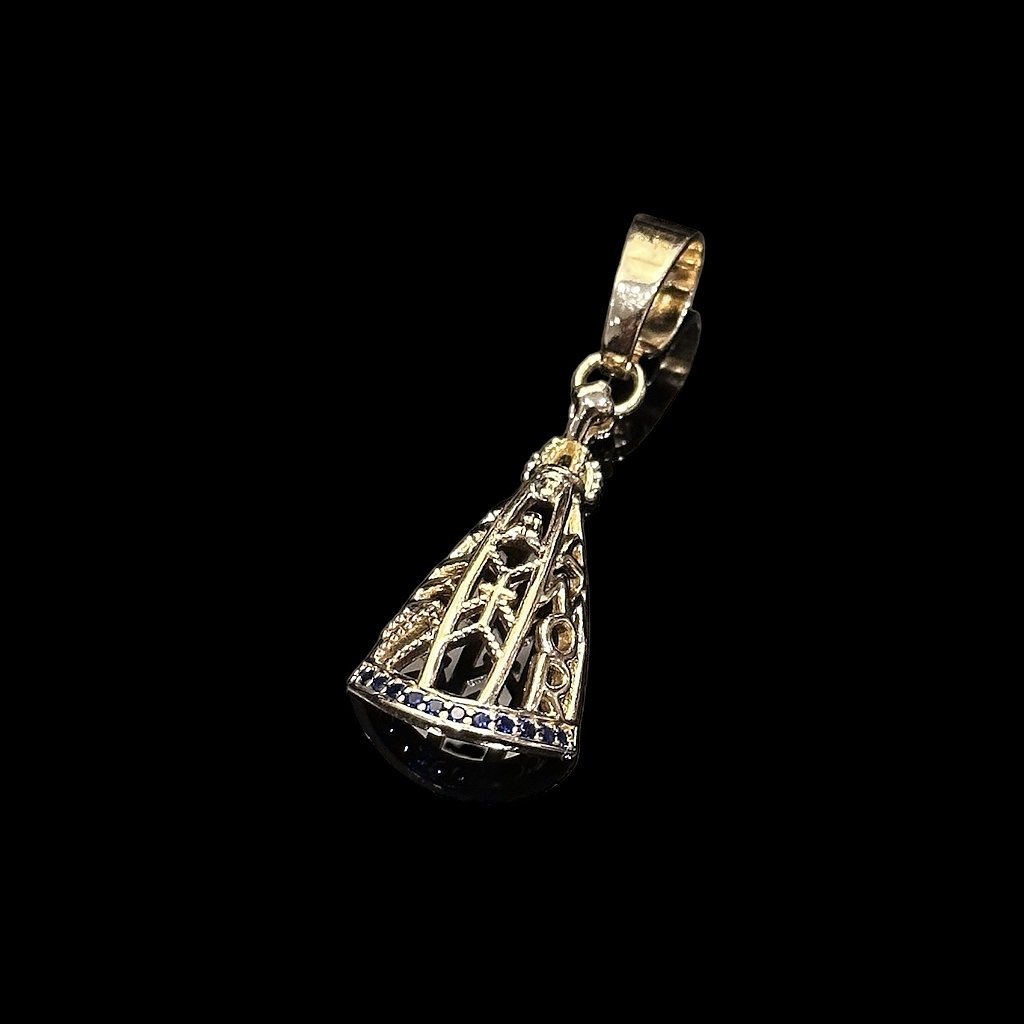 PINGENTE NOSSA SENHORA APARECIDA VAZADA - CRAVEJADA - BANHADO A OURO 18K - Imagem 2