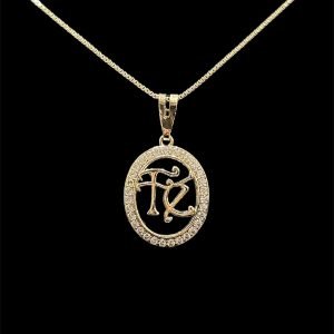 PINGENTE FÉ CRAVEJADO - BANHADO A OURO 18K