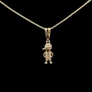 PINGENTE MENINO - CRAVEJADO - BANHADO A OUEO 18K
