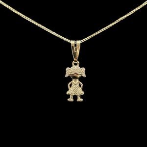 PINGENTE MENINA - CRAVEJADO - BANHADO A OURO 18K