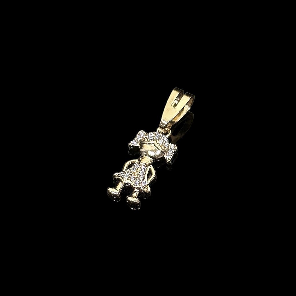 PINGENTE MENINA - CRAVEJADO - BANHADO A OURO 18K - Imagem 2