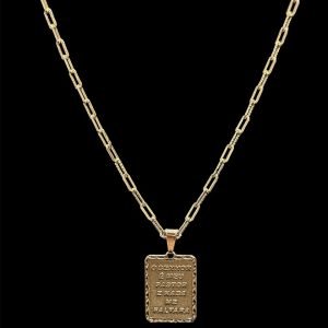 CORRENTE CARTIER TIJOLINHO DESENHADA 3MM + PINGENTE PLACA SAMO 23 - BANHADO OURO 18K