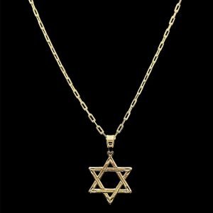 CORRENTE CARTIER TIJOLINHO 3MM + PINGENTE ESTRELA DE DAVI - BANHADO A OURO 18K