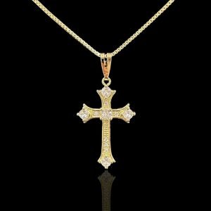 PINGENTE CRUCIFIXO 4 PEDRAS - BANHADO A OURO 18K
