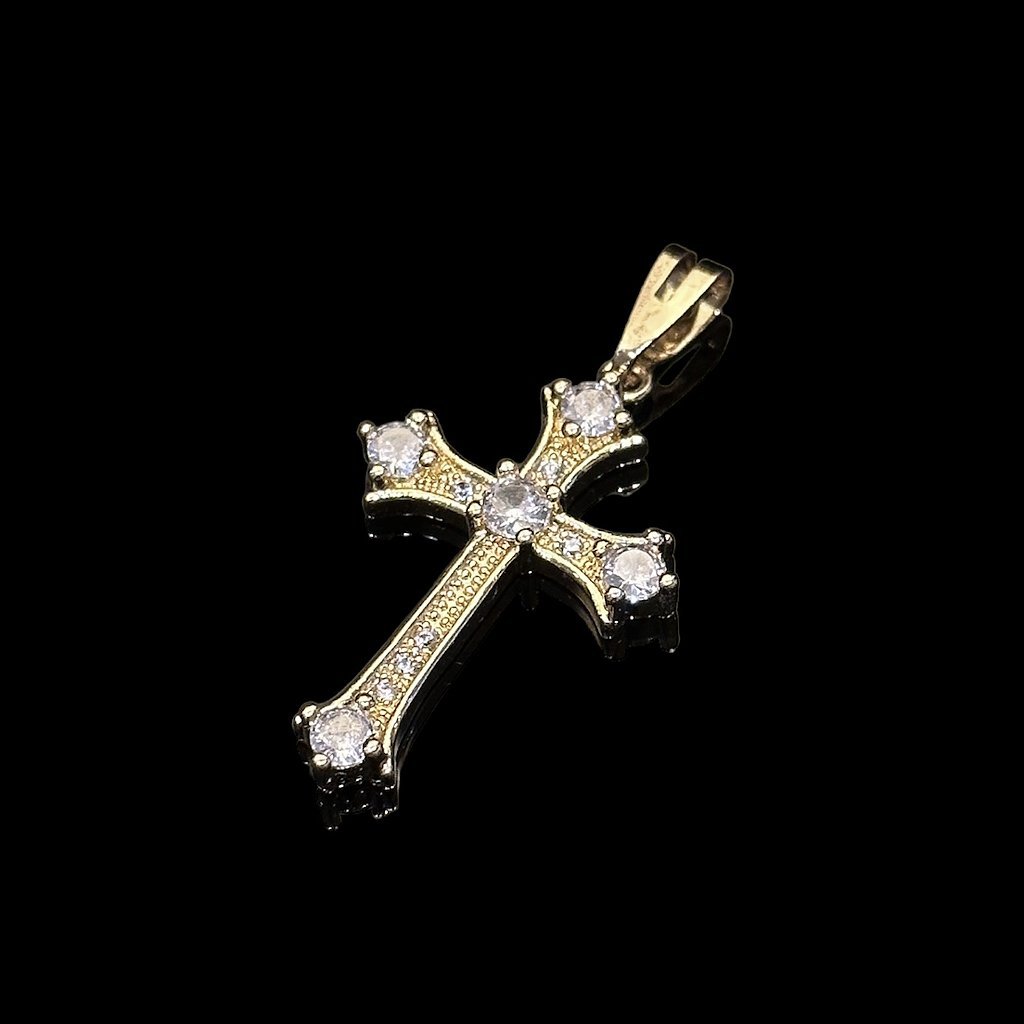 PINGENTE CRUCIFIXO 4 PEDRAS - BANHADO A OURO 18K - Imagem 2