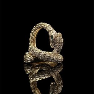ANEL SERPENTE CRAVEJADO - BANHADO A OURO 18K