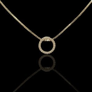 PINGENTE CIRCULE CRAVEJADO - BANHADO A OURO 18K