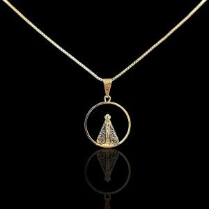 PINGENTE MEDALHA VAZADA NOSSA SENHORA APARECIDA - BANHADO A OURO 18K