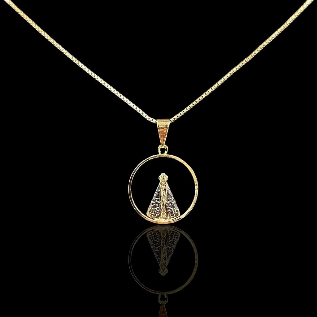 PINGENTE MEDALHA VAZADA NOSSA SENHORA APARECIDA - BANHADO A OURO 18K