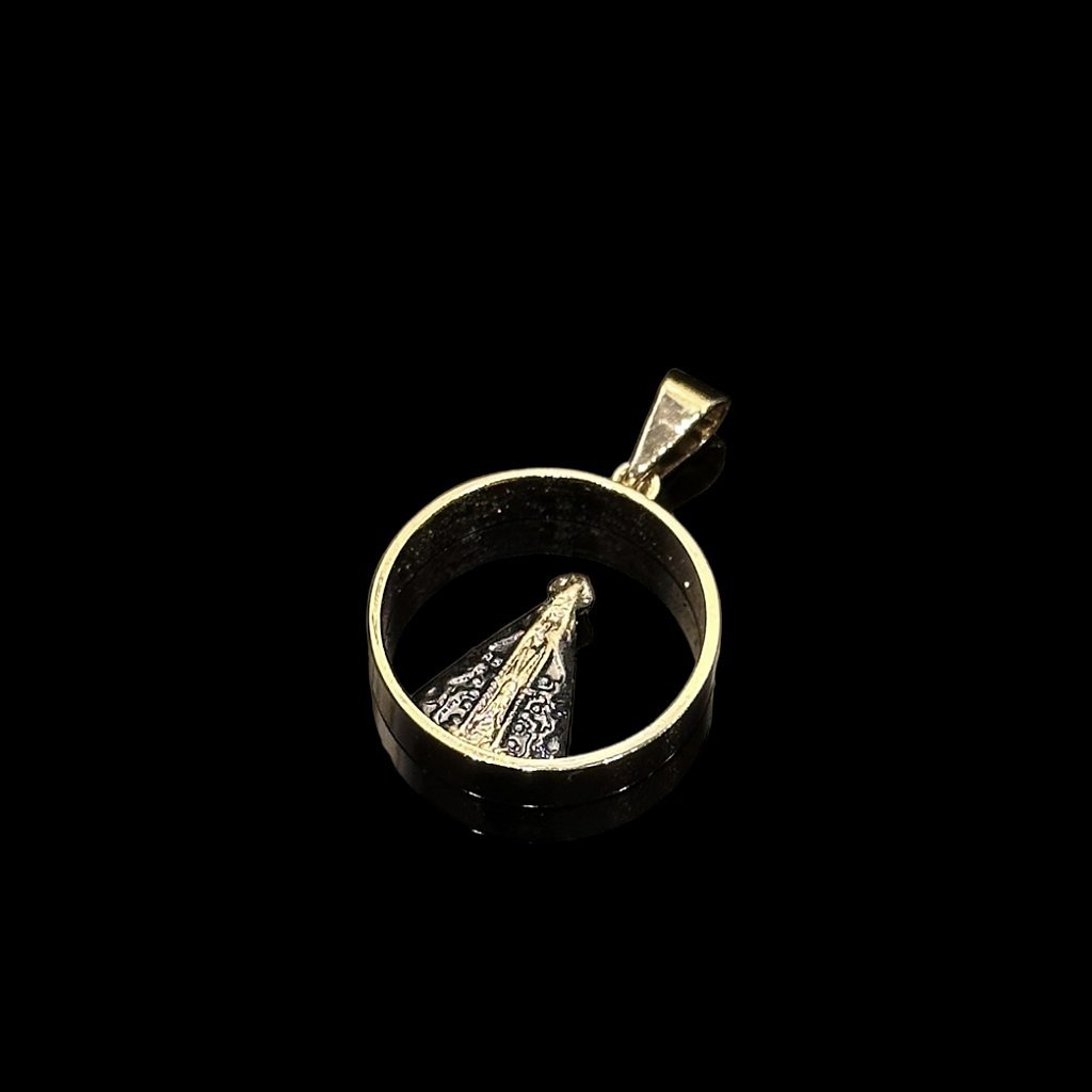 PINGENTE MEDALHA VAZADA NOSSA SENHORA APARECIDA - BANHADO A OURO 18K - Imagem 2