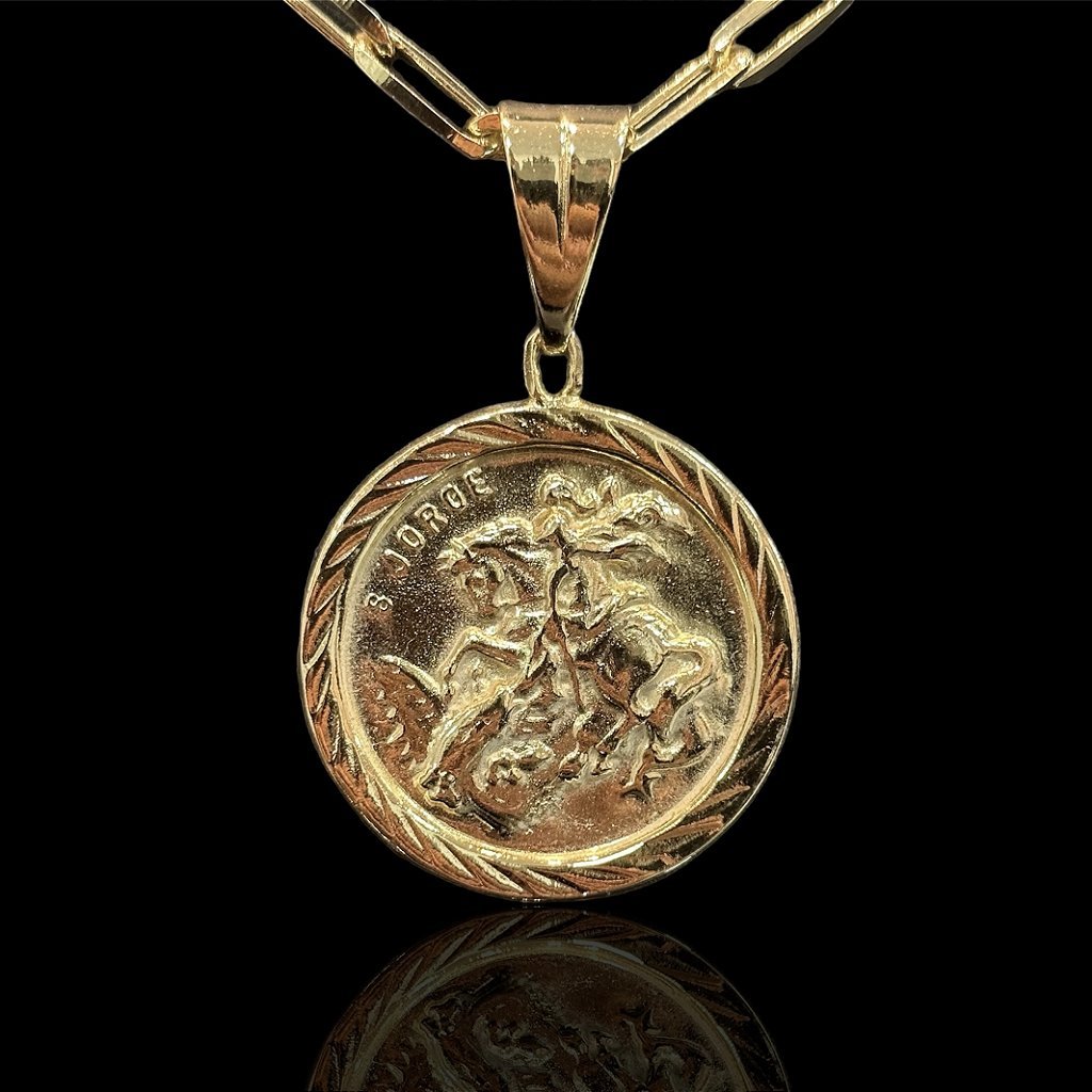 PINGENTE MEDALHA SÃO JORGE - BANHADO A OURO 18K