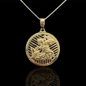 PINGENTE MEDALHA SÃO JORGE VAZADA - BANHADO A OURO 18K