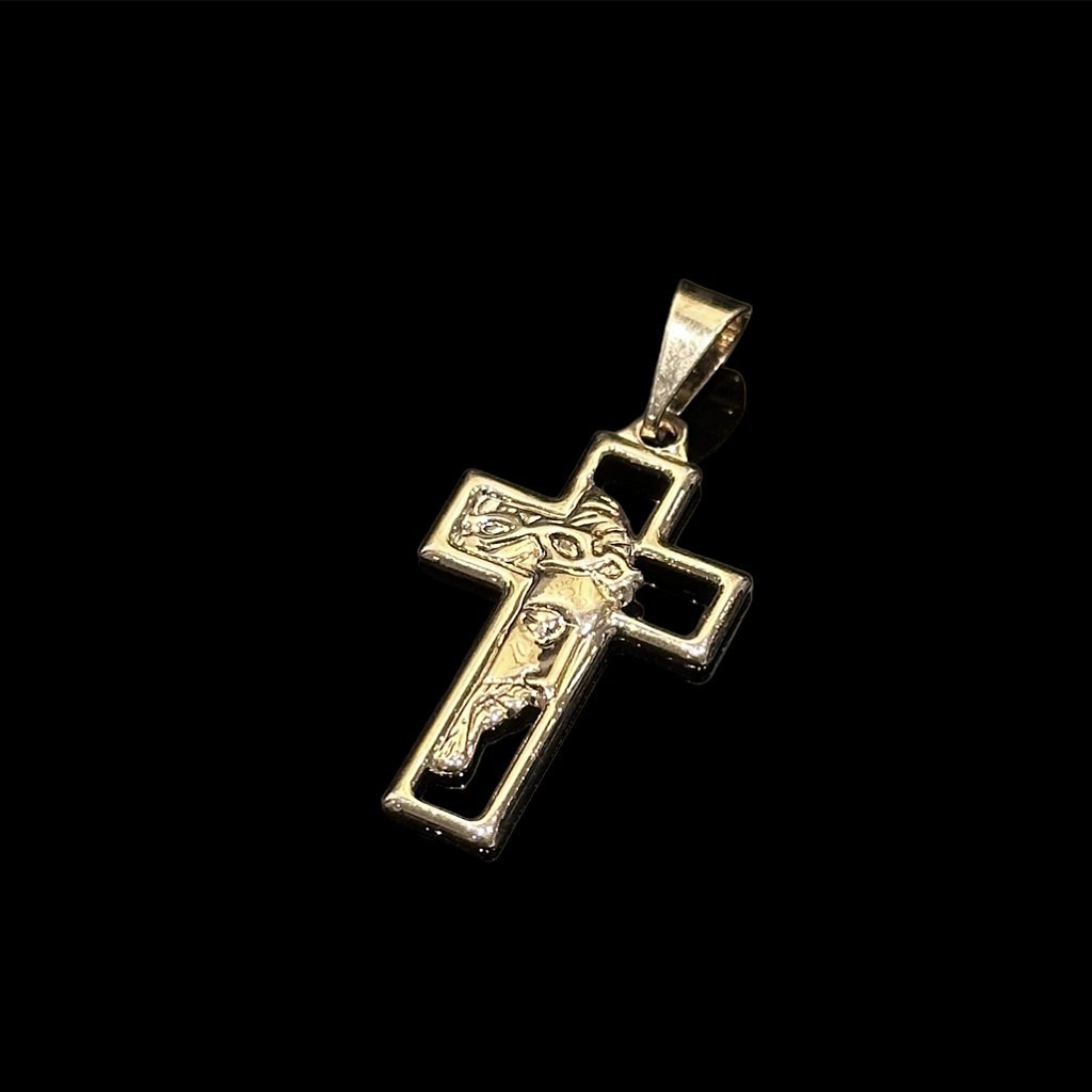 PINGENTE FACE DE CRISTO CRUCIFIXO - BANHADO A OURO 18K - Imagem 2