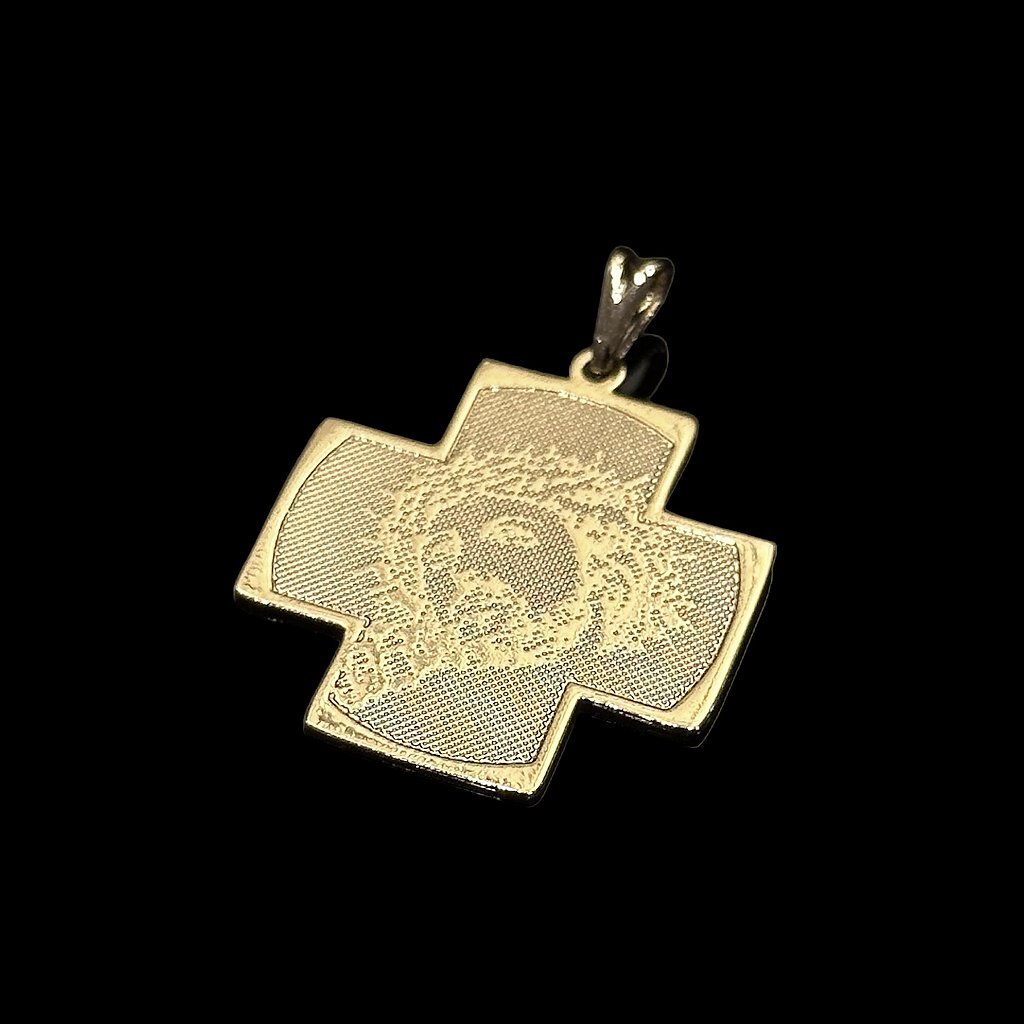 PINGENTE CRUZ FOTOGRAVAÇÃO FACE DE CRISTO - BANHADO A OURO 18K - Imagem 2