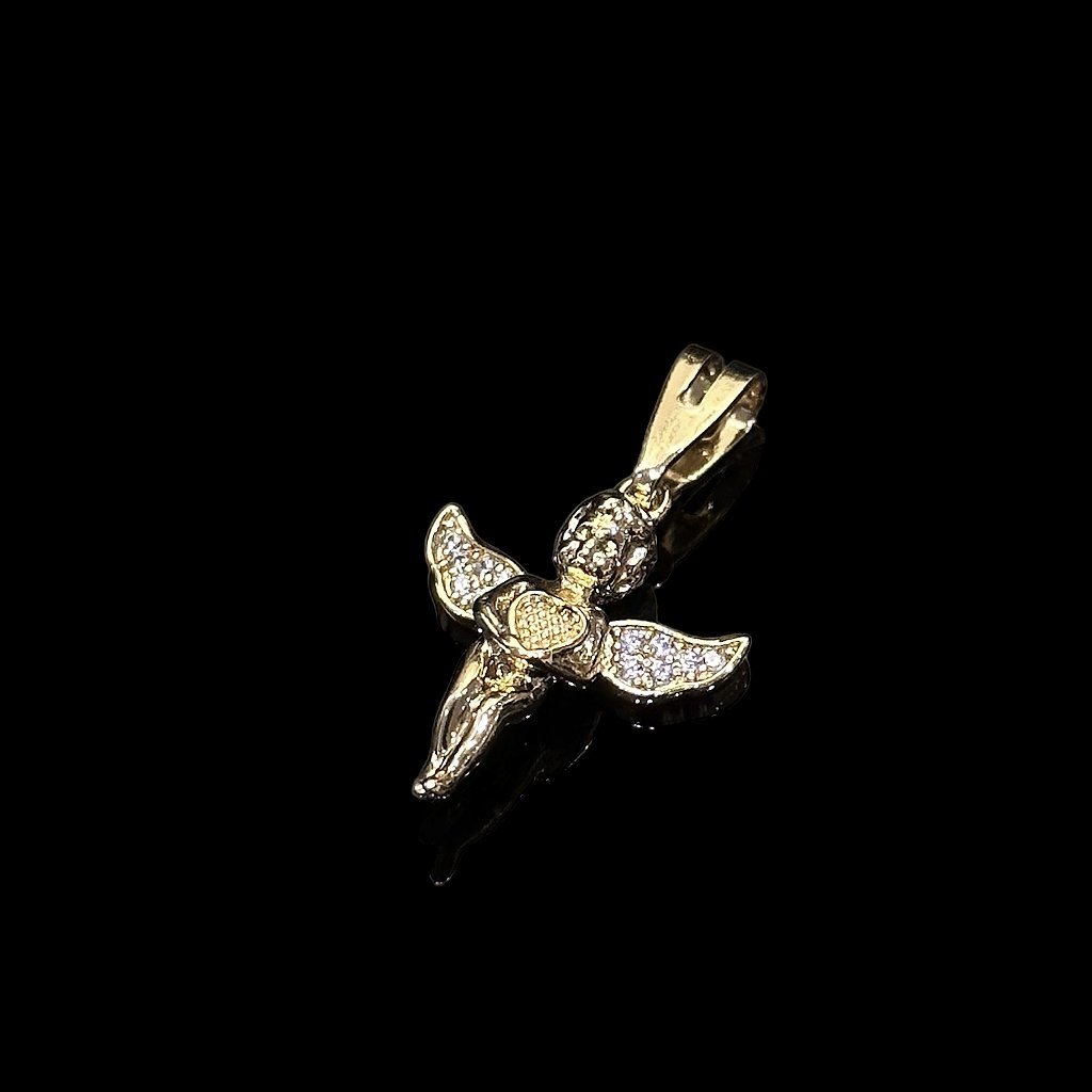 PINGENTE ANGEL CRAVEJADO - BANHADO A OURO 18K - Imagem 2