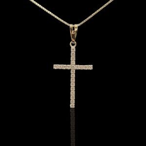 PINGENTE CRUCIFIXO CRAVEJADO - BANHADO A OURO 18K