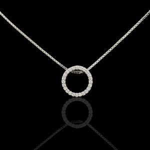 PINGENTE CIRCULE CRAVEJADO - BANHADO A OURO BRANCO