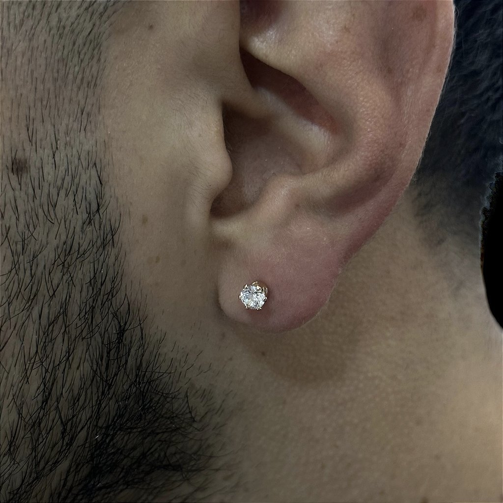 BRINCO DIAMOND 4MM - BANHADO A OURO 18K - Imagem 3