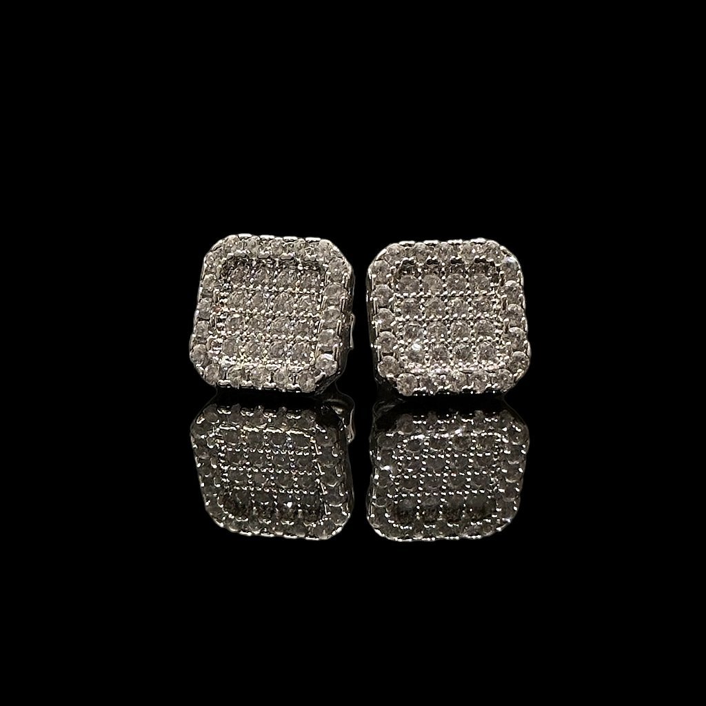 BRINCO SQUARE DIAMOND - BANHADO A OURO BRANCO