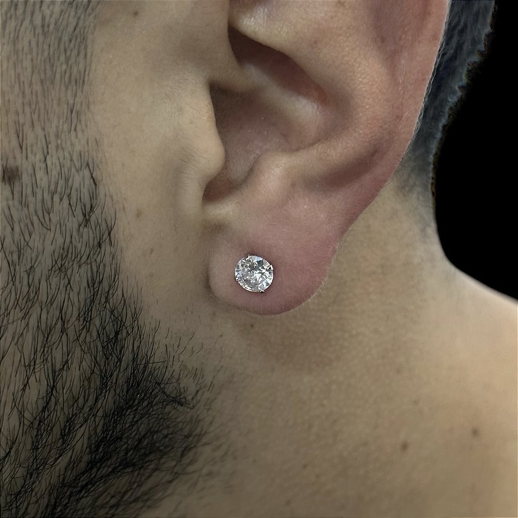 BRINCO DIAMOND 5MM - BANHADO A OURO BRANCO - Imagem 2