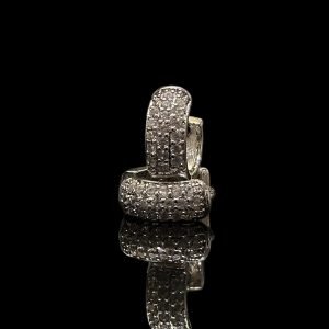 BRINCO ARGOLA 5MM - REDONDA CRAVEJADA - BANHADO A OURO BRANCO