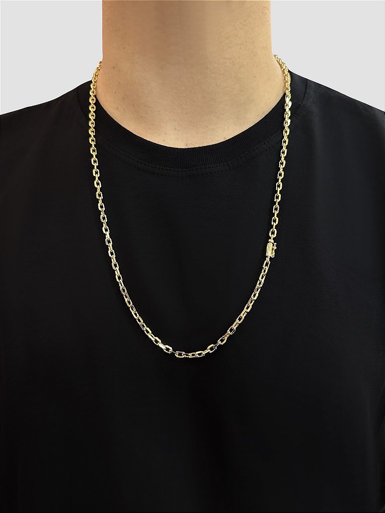 CORRENTE CARTIER CADEADO 4MM - BANHADA A OURO 18K - Imagem 2