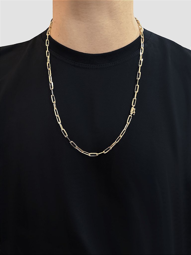 CORRENTE CARTIER TIJOLINHO 5MM - BANHADA A OURO 18K - Imagem 2