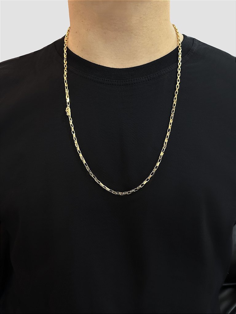 CORRENTE CARTIER QUADRADA 3MM - BANHADA A OURO 18K - Imagem 2