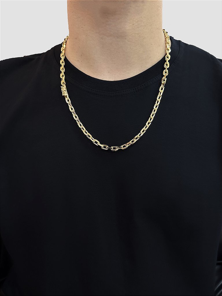 CORRENTE CARTIER CADEADO 6MM - BANHADA A OURO 18K - Imagem 2
