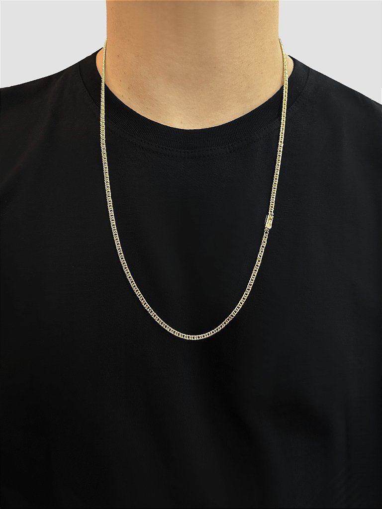CORRENTE GRUMET DUPLIX 3MM - BANHADO A OURO 18K - Imagem 2