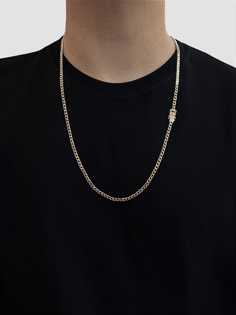 CORRENTE CUBAN 4MM - BANHADO A OURO 18K - Imagem 2