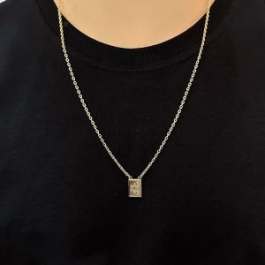 ESCAPULARIO - MEDALHA ESTRELA DE DAVI - 60 CM - BANHADO A OURO 18K