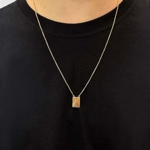 ESCAPULARIO - N.S.A. E SAGRADO CORAÇÃO - 60CM - BANHADO A OURO 18K