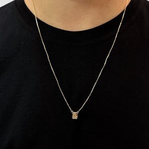 ESCAPULARIO - MENINO JESUS E SAGRADO C. - 60CM - BANHADO A OURO 18K