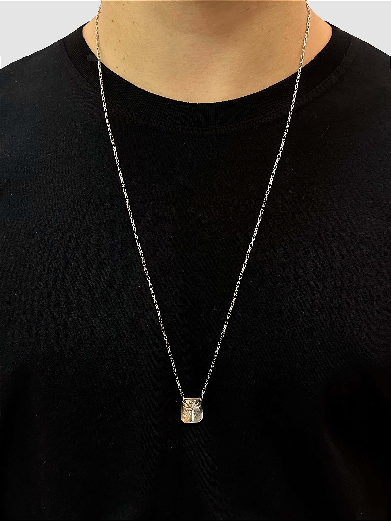 ESCAPULARIO - MEDALHA CRUZ E CRISTO - 70 CM - BANHADO A OURO BRANCO - Imagem 2