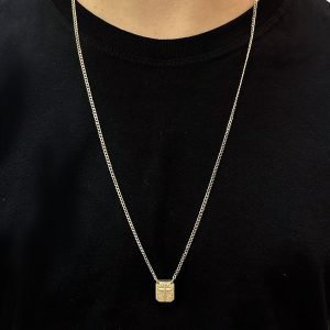 ESCAPULARIO - MEDALHA PAZ E CRUCIFIXO - 70CM - BANHADO A OURO 18K